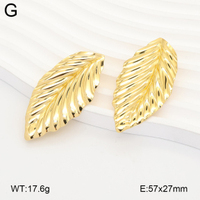 Boucles d'oreilles clous en acier inoxydable plaqué or, motif feuille texturé, bijoux botaniques ovales pour femme, usage quotidien, cadeau