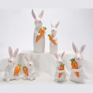 Perlengkapan pesta rumah dekorasi meja keramik hiasan tengah kelinci kelinci dekorasi patung kecil