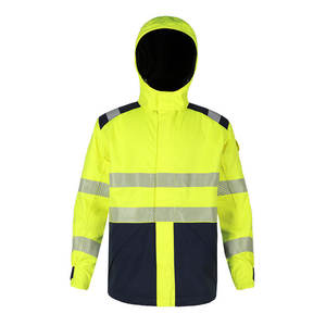 Chaqueta de Trabajo de Alta Visibilidad con Capucha y Franjas Reflectantes para Fábrica, Taller, Ropa de Seguridad, Material de Algodón, Color Azul Marino - Product Image 1
