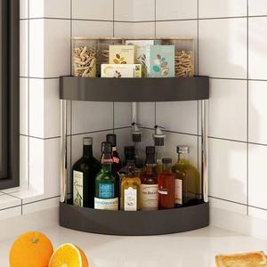 Modern Multifunction Stainless Steel Durable Sustainable Double Tier Standing Type <b>Corner</b> <b>Bracket</b> Kitchen Use Storage Rack - Product Image 2