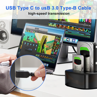 Kabel USB-C ke USB-B 3.1 3FT 10Gbps Thunderbolt 3 untuk Komputer & Printer Konduktor Tembaga Murni Terlindung