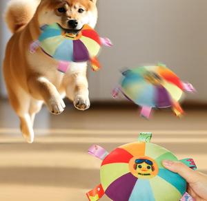 Dischi Volanti Interattivi Giocattoli da Masticare per Cani, Gioco di Tug-of-war in Peluche per Animali Domestici con Piattaforma Girevole Lavabile Resistente ai Morsi e Campanelli Interni - Product Image 6