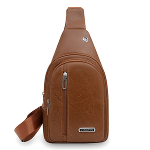 Men PU Leather Fashion Waterproof <b>Backpack</b> Large Capacity Outdoor Travel Crossbody Sports Chest Bag PU <b>Backpack</b> Bag - Product Image 3