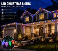Guirlandes lumineuses à pixels en alliage d'aluminium Beamy LED IP67 WS2811 C9 RGB, DC12V, contrôle par application à distance, lumières de Noël extérieures permanentes