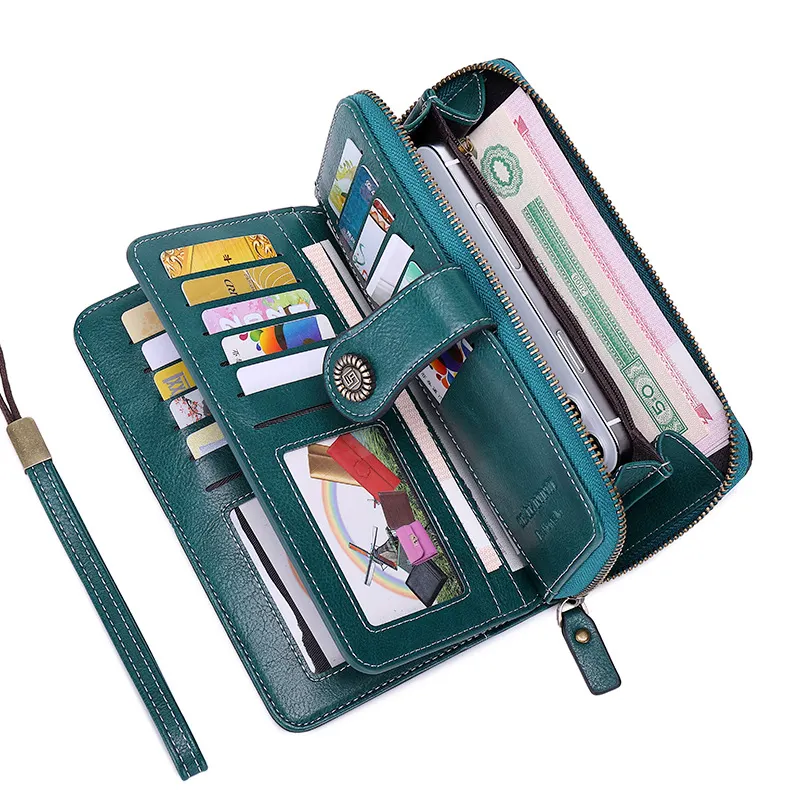 Großer kapazitätsluxus Multi-Karten-Organisator Kunstleder-Kreditkartenhalter Damen RFID-Blockklapp-Karteportemonnaie