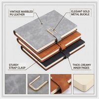 Carnet de notes A5 à couverture souple en cuir PU, ligné à pois, personnalisable pour l'école et le bureau, avec logo sur mesure, style vintage