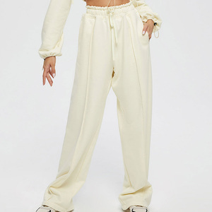 French Terry Plus Size Blank Sweatpants Lady Custom Logo High Quality Wholesale <strong>Straight</strong> Oversized OEM Wide <strong>Leg</strong> <strong>Jogger</strong> for <strong>Women</strong> - Product Image 2