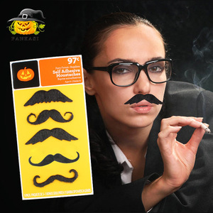Halloween Self Adhesive Mustaches 6pcs Black <b>Fake</b> <b>Moustache</b> Costume Props Party Favor Unisex - Product Image 1