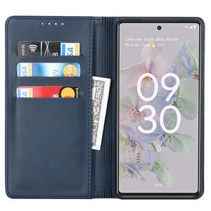 Coque de téléphone en cuir de veau couleur unie avec support magnétique robuste pour Google Pixel 10 9 8A 7A – Vente directe usine - Product Image 2