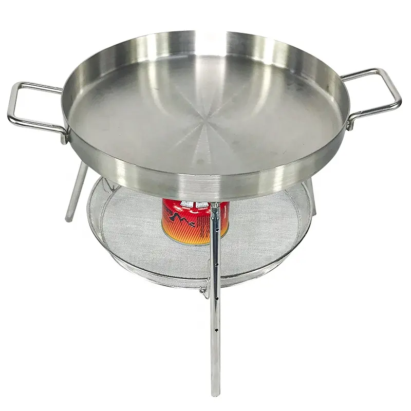 Draagbare Grote Maat Outdoor Bakplaat Camping Kookgerei Pot Fornuis Stalen Wok