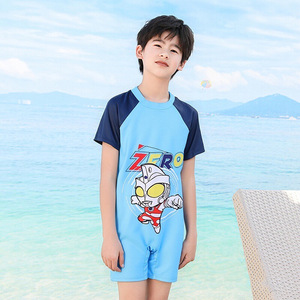 ชุดว่ายน้ำวันพีซสำหรับเด็กชายแห้งเร็วพิมพ์ลายนักบินอวกาศชุดว่ายน้ำสำหรับเด็กอายุ 3-12 ปีแขนสั้นสีน้ำเงิน - Product Image 2