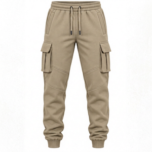Pantalones deportivos cargo para hombre con logotipo personalizado, de algodón y felpa, corte regular, informales, con bolsillos, para otoño, pantalones ajustados para hombre. - Product Image 1