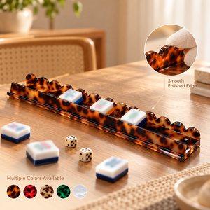 Support de Mahjong américain décoratif avec poussoir magnétique pour tuiles, bord ondulé coloré, accessoire de jeu en acrylique pour soirée de jeu en famille - Product Image 2