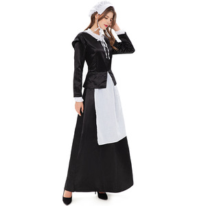 Disfraz Retro de Sirvienta de Castillo Campestre Francés en Blanco y Negro para Halloween, Carnaval, Fiesta, Cosplay, Vestido de Granja - Product Image 3