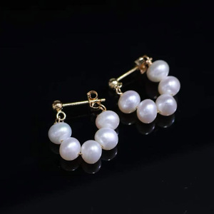 wholesale custom Handmade Pearl Bow Tassel <b>Dangle</b> <b>Earrings</b>, USA Imported 14K Gold Filled Material, Natural Freshwater Pearl - Product Image 1