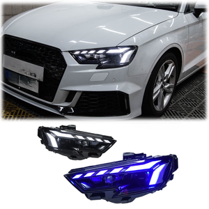 Fari LED Stile RS3 6000K per <span class=keywords><strong>Audi</strong></span> <span class=keywords><strong>A3</strong></span> 2013-2020, DRL Plug-and-Play con Indicatore di Direzione Sequenziale Blu - Product Image 1
