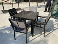 Bras en rotin PE en plastique et bois, design noir, table et chaise de patio, d'extérieur, restaurant, offre spéciale