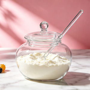 Groothandel Ronde Transparante Glazen Suikerpot Met Glazen Lepel Luchtdichte Deksel Honing Jam Opbergpot Huishoudelijk Koffie Thee Servies - Product Image 1