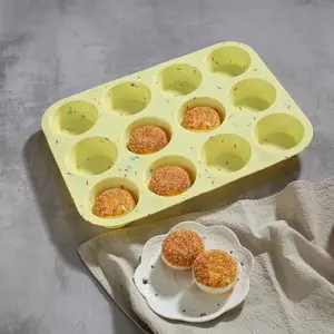 Vente en gros 12 pièces moule à gâteau réutilisable en silicone moule à gelée moule à cupcake fabricant muffin tasse cuisine pâtisserie outil