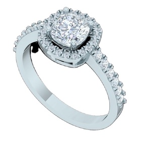 925 Sterling <b>Silver</b> Open Halo Pave Setting <b>Ring</b> Lab Grown Diamond Fine Jewelry Gift <b>Set</b> for Wedding Anniversary Party Gold - Product Image 1