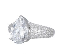 Bague de Fiançailles et de Mariage en Moissanite Forme Goutte d'Eau 5 Carats, Plaqué Or 18K S925, Anti-ternissement, Couche d'Or Épaisse, pour Femme