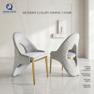 <span class=keywords><strong>Chaise</strong></span> de salle à manger de luxe nordique italienne haut de gamme moderne avec pieds en acier inoxydable doré et revêtement en velours pour la maison, le restaurant, la villa, l'hôtel - Product Image 2