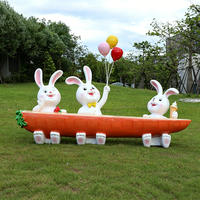Banc de loisirs en forme de lapin de dessin animé et de carotte, sculpture artistique irrégulière, mobilier commercial pour centre commercial, espace public et place de l'artisanat