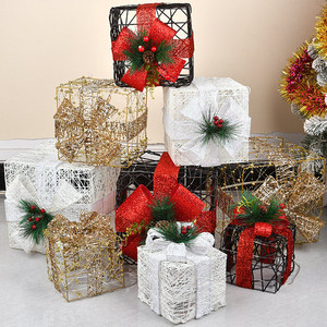 Luminous Christmas <b>Tree</b> <b>Ornaments</b> and Wrought Iron Gift Box Set 3 Elegant Christmas Decoration and Present Factory Wholesale - Product Image 5