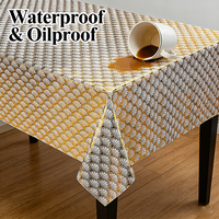 Nappe de table en PVC doré à motif floral de luxe, 137 cm, imperméable et anti-taches, couleur et logo personnalisables pour usage domestique