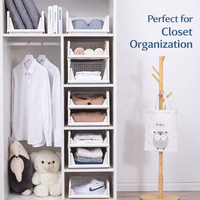 Boîte de rangement pliable et empilable en plastique pour armoire, cuisine, vêtements, panier de rangement ouvert, organisateur de placard