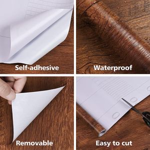 PVC classique Grain de bois papier peint étanche à l'humidité Anti-moisissure cuisine chambre armoire murale Table rénovation décor <span class=keywords><strong>Film</strong></span> protecteur - Product Image 3
