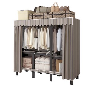 Armoire de Rangement Pliable pour Salon avec Étagères Amovibles en Acier et Housse en Tissu Imprimé Écologique - Vente Directe d'Usine - Product Image 6