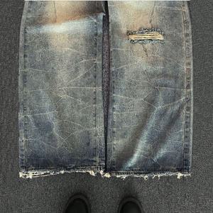 Pantalon décontracté en denim délavé de qualité supérieure pour homme, coupe droite, denim délavé tie-dye, denim délavé déchiré - Product Image 3