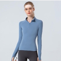 OEM personnalisé femmes demi fermeture éclair vêtements de sport entraînement de fitness haute élasticité fermeture éclair avant en nylon yoga pull veste à manches longues