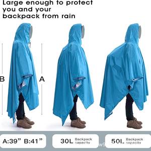 Poncho Impermeable Woqi Azul Cielo, Ligero, para Senderismo y Camping, Unisex, para una Persona, Equipo para Exteriores - Product Image 4