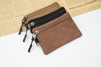 Dompet Kanvas Mini dengan Resleting, Dompet Gantungan Kunci, Tempat Kartu Portabel, Dompet Koin Kecil untuk Pria Wanita