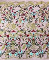 Tissu en dentelle brodée de fleurs roses sur maille, fils multicolores épais pour robes et gowns, vendu au mètre, plusieurs couleurs, livraison rapide