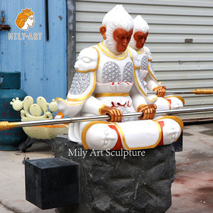 Scultura di marmo variopinta del re della scimmia della statua di Sun Wukong del mito famoso cinese su ordinazione per la decorazione domestica - Product Image 3