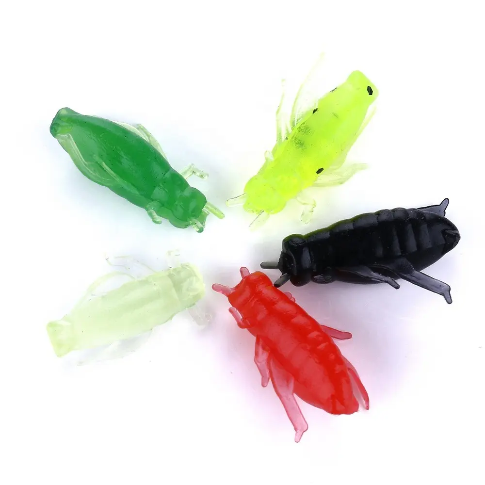 Iscas de pesca artificial macias de silicone, 50 pçs/lote, cricket, inseto