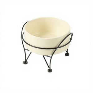 Support en fer noir incurvé pour gamelle surélevée, gamelle simple ou double en céramique brillante, gamelle ergonomique pour chat avec support cervical pour animaux de compagnie - Product Image 4