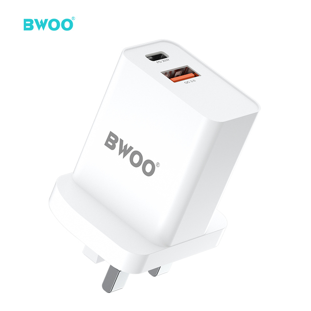 BWOO Usb c Wall Charger Pc Material Uk Plug Pd 20w Usb Type c Fast Wall Charger Adapte