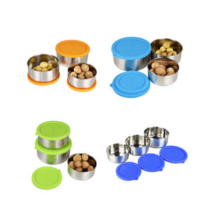 Baming SMALL Condiment Boîte à lunch en acier inoxydable et bac à salade Boîte à bento Couvercle en silicone Conteneur <span class=keywords><strong>de</strong></span> nourriture pour bébé et enfants - Product Image 6