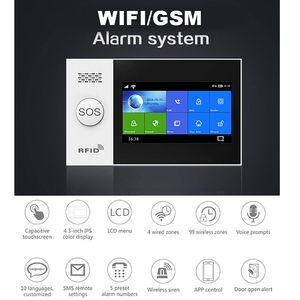 Système <span class=keywords><strong>de</strong></span> sécurité domestique intelligent sans fil WiFi GSM Daytech Tuya, écran couleur tactile complet, capteur <span class=keywords><strong>de</strong></span> porte, détecteur <span class=keywords><strong>de</strong></span> mouvement 110db - Product Image 2