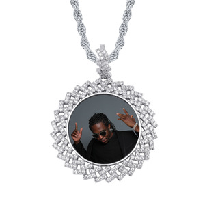 TD Gran Oferta Colgante Conmemorativo Personalizado con Foto en Forma de Rombo, con Circonita Cúbica Completa, Joyería de Moda Hip Hop, Collar de Declaración, Accesorios - Product Image 6