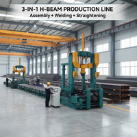 Ligne de soudage de poutres en H 3-en-1 : Machine d'assemblage, de soudage et de redressage pour la fabrication de structures en acier