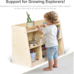 Estantería Montessori para <span class=keywords><strong>Libros</strong></span> Infantiles, Organizador de Almacenamiento para Bebés, Armario Infantil de 2 Niveles con Barra de Seguridad para Sala de Juegos - Product Image 4