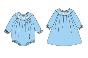 Personnalisé Noël Père Noël Petites Filles Robe Bébé Smocké Bulle Barboteuse Soeur Allumette Vente En Gros Bébé Vêtements Nouveaux Modèles - Product Image 4