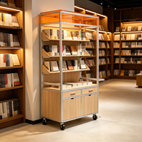 Étagère mobile multi-niveaux en profilé aluminium réglable pour la présentation de livres en bibliothèque et la vente au détail