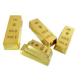 Wholesale Fake 999 Gold Bar Metal Crafts Pure Solid Copper Bullion Bars For Opening Decoration Gift
