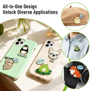 Autocollants personnalisés pour téléphone, badges et broches en métal émaillé souple, motifs animaux mignons et originaux, créatures de dessin animé amusantes, mèmes, pour équipes, faible MOQ - Product Image 5
